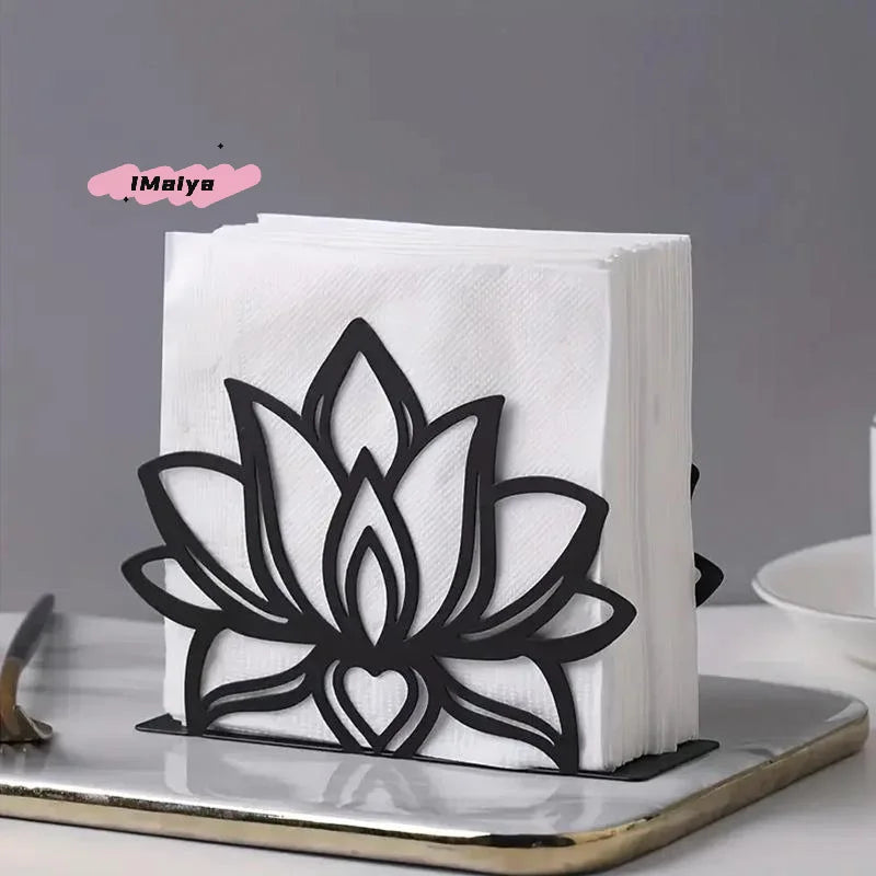 porte serviettes moderne métal noir blanc fleur lotus minimaliste adhésif salon