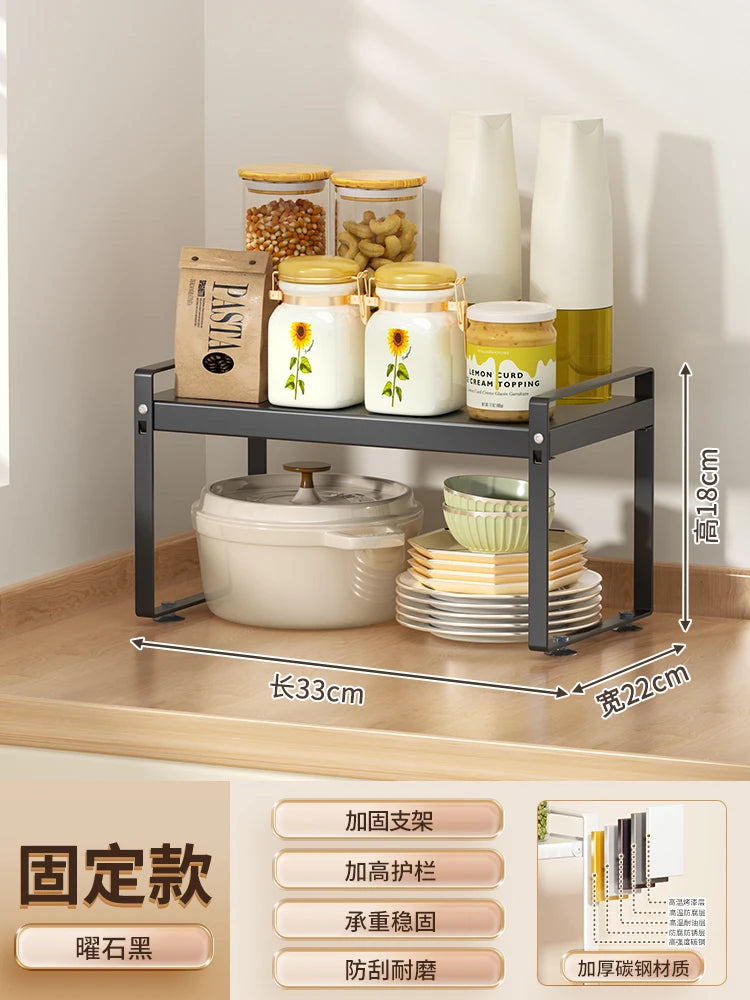 étagère cuisine modulable extensible métal noir blanc boîtes rangement organisateur