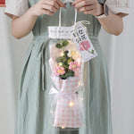 Bouquet fleurs artificielles crochetées orange bleu rose violet blanc moderne