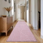 tapis moderne minimaliste polyester antidérapant noir blanc rose beige geometrique circular linear