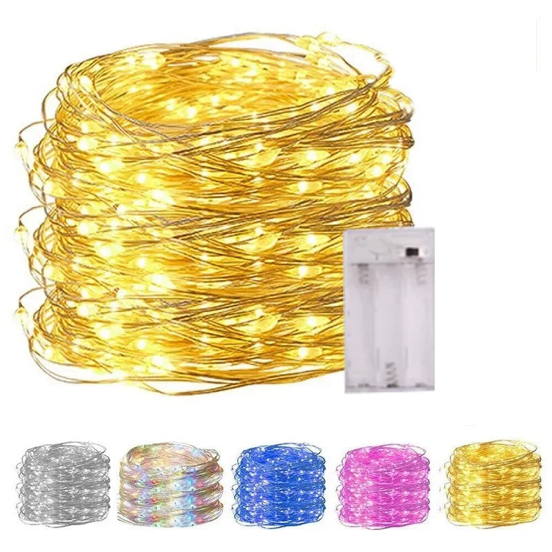 guirlande lumineuse led multicolore blanc chaud moderne noël jardin decoration fil cuivre diodes