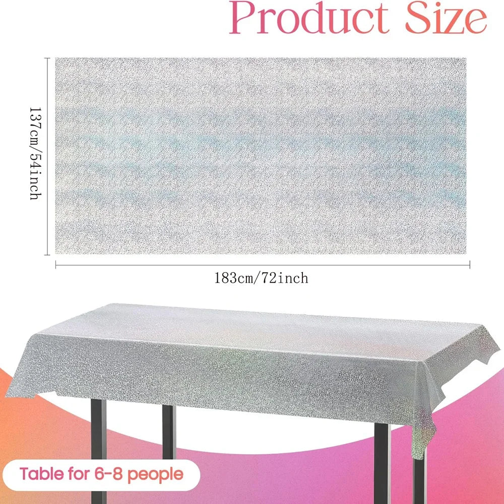 nappe argentée pailletée moderne table occasionnelle serviettes incluses six personnes