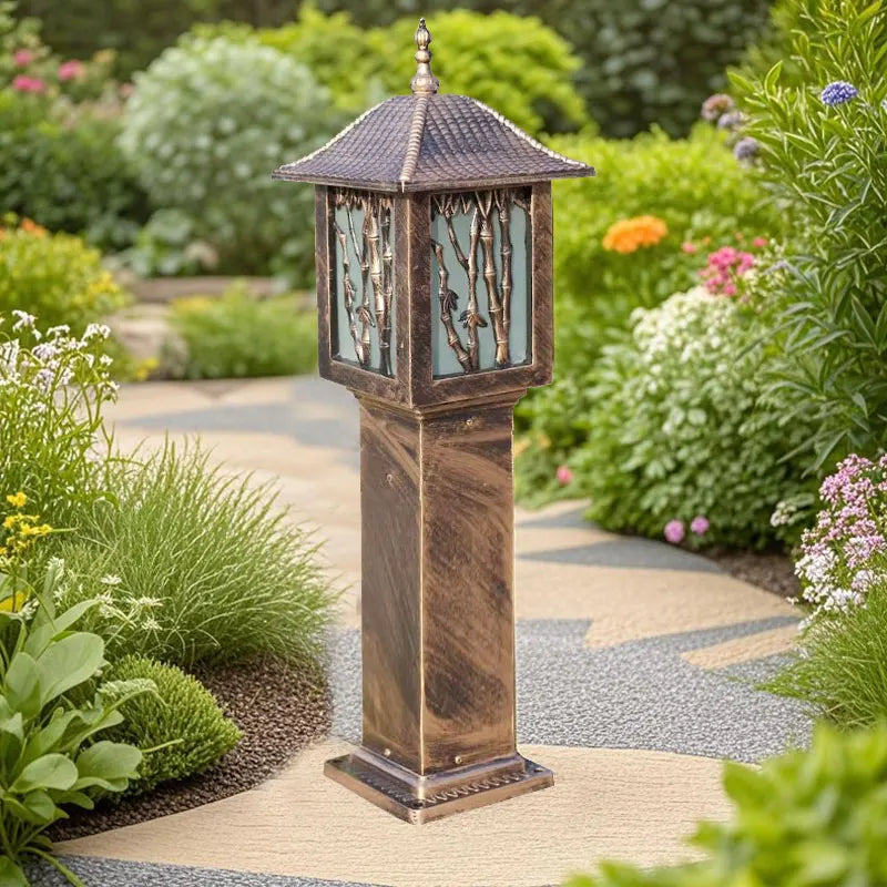 lanterne jardin noire bronze bambou doré ip65 étanche led 80cm classique orientalextérieur