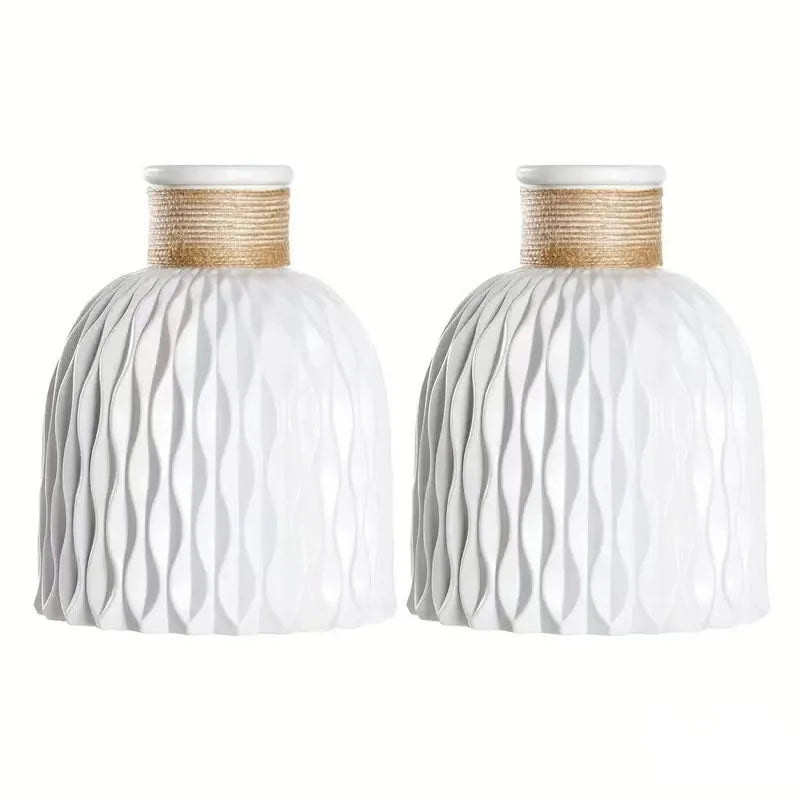 vase table moderne plastique blanc opaque tendance 12cm 14.5cm[arrangement floral incluse]
