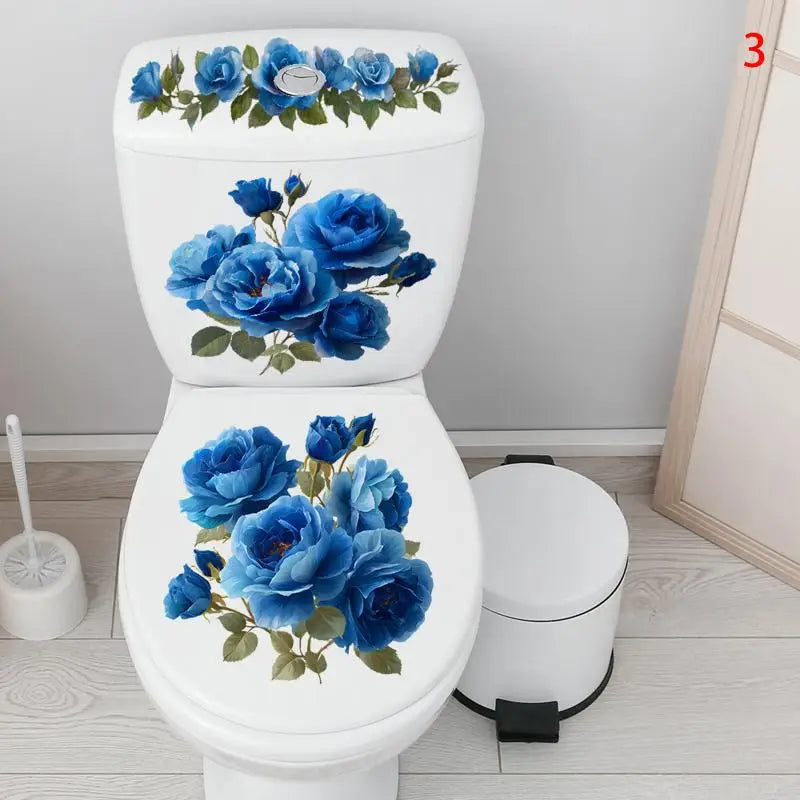 cache wc adhésif floral fleurs papillons blanc vert bleu rose violet mignon 30cmx59cm