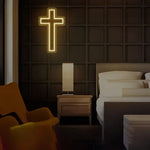 croix lumineuse rouge blanc moderne minimaliste acrylique LED chambre décoration festive Pâques Halloween
