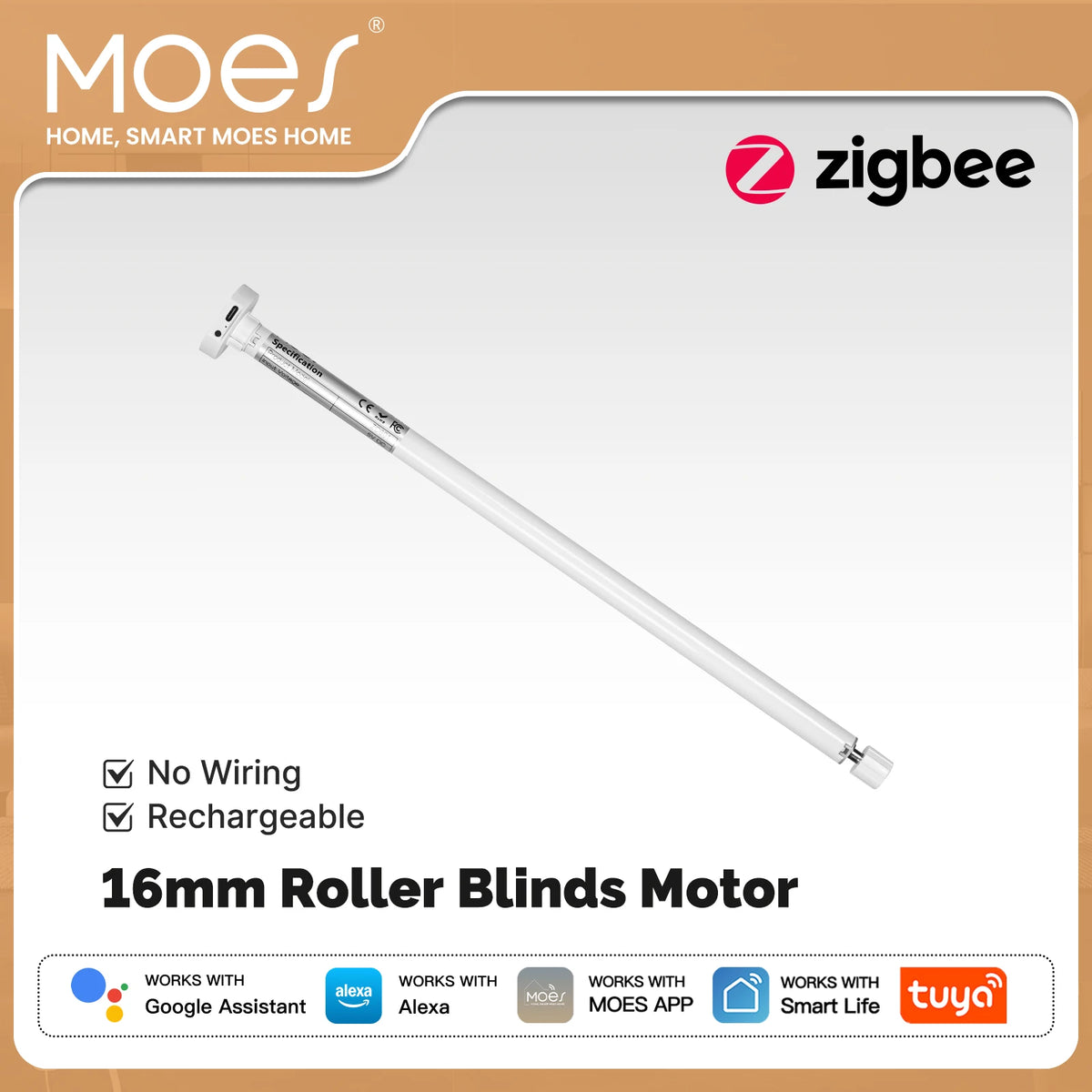 moteur stores roulants blanc moderne rechargeable zigbee alexa google 17mm 25mm 28mm batterie intégrée