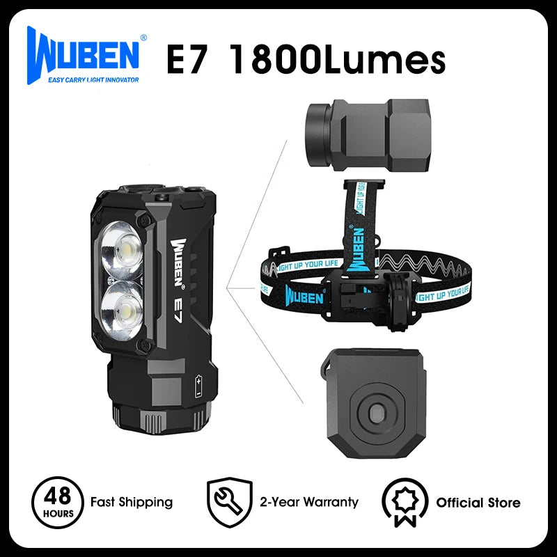 lampe torche rechargeable 1800 lumens modes ipx8 type alliage aluminium noir moderne compact clip