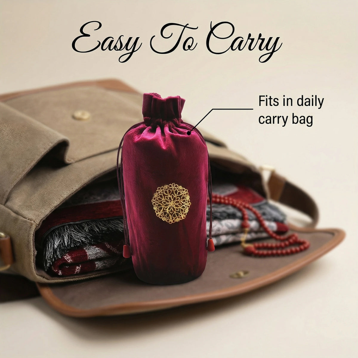tapis prière ornements floraux rouge gris noir pochette prière traditionnel résistant lavage main İslam