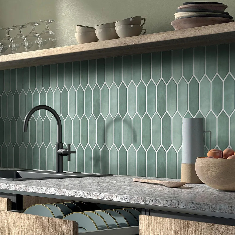 carreaux sol pvc vert clair rayures verticales adhésif moderne facile installer imperméable dimension 30cmx30cm