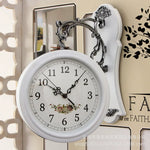 horloge murale vintage motif floral blanc doré fixation européen minimaliste