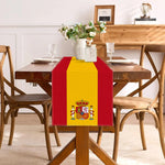 nappe lin rouge jaune drapeau espagnol écusson central festive mariage anniversaire décoration table cuisine