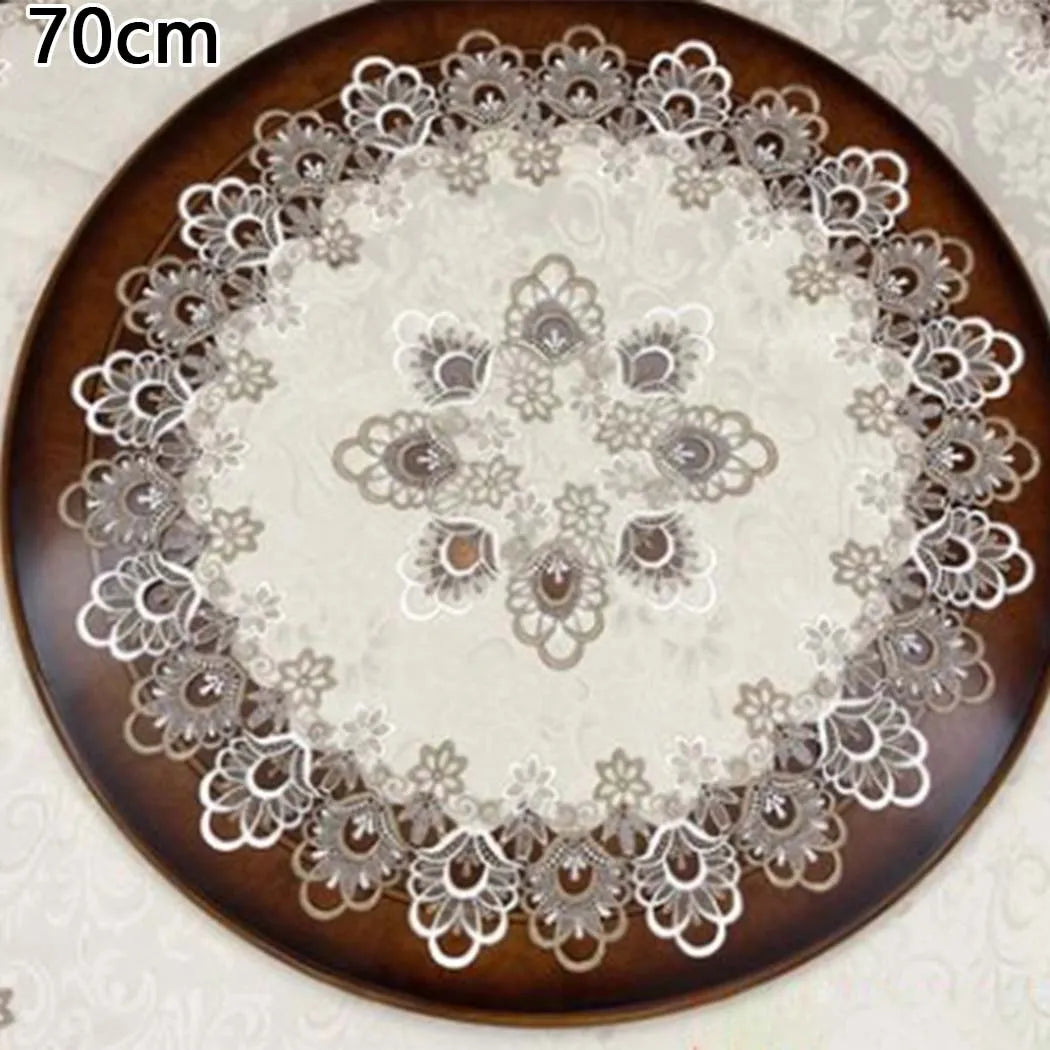 nappe tissu moderne dentelle motifs floraux élégante semi transparente table manger chambre restaurantDecorationVintageBlancBeigeArgent