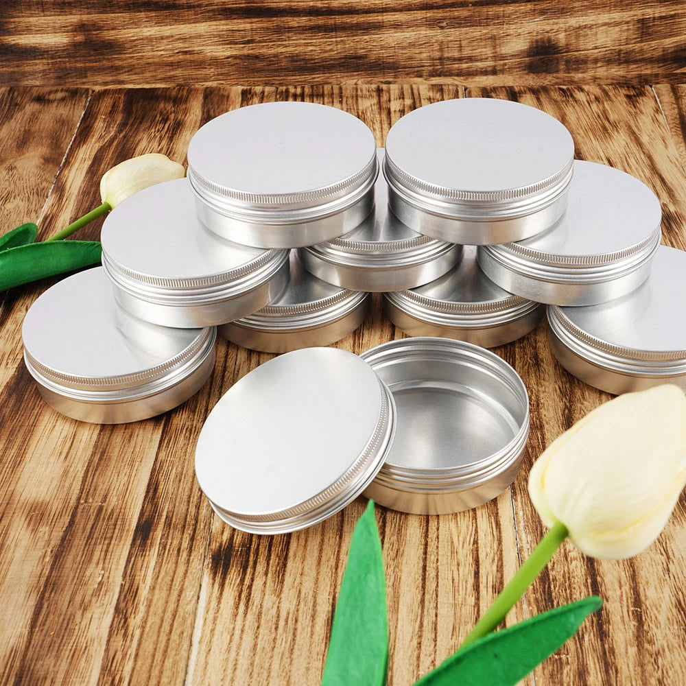 pots métal rechargeables 50ml 100ml cosmétiques baume lèvres tulipes roses utilitaire écologique