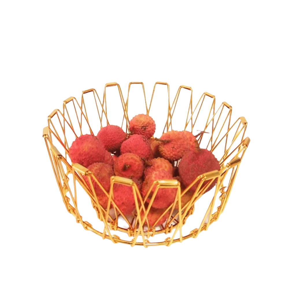 panier métal or argent multiple utilisation moderne minimaliste rechargeable extensible dessert