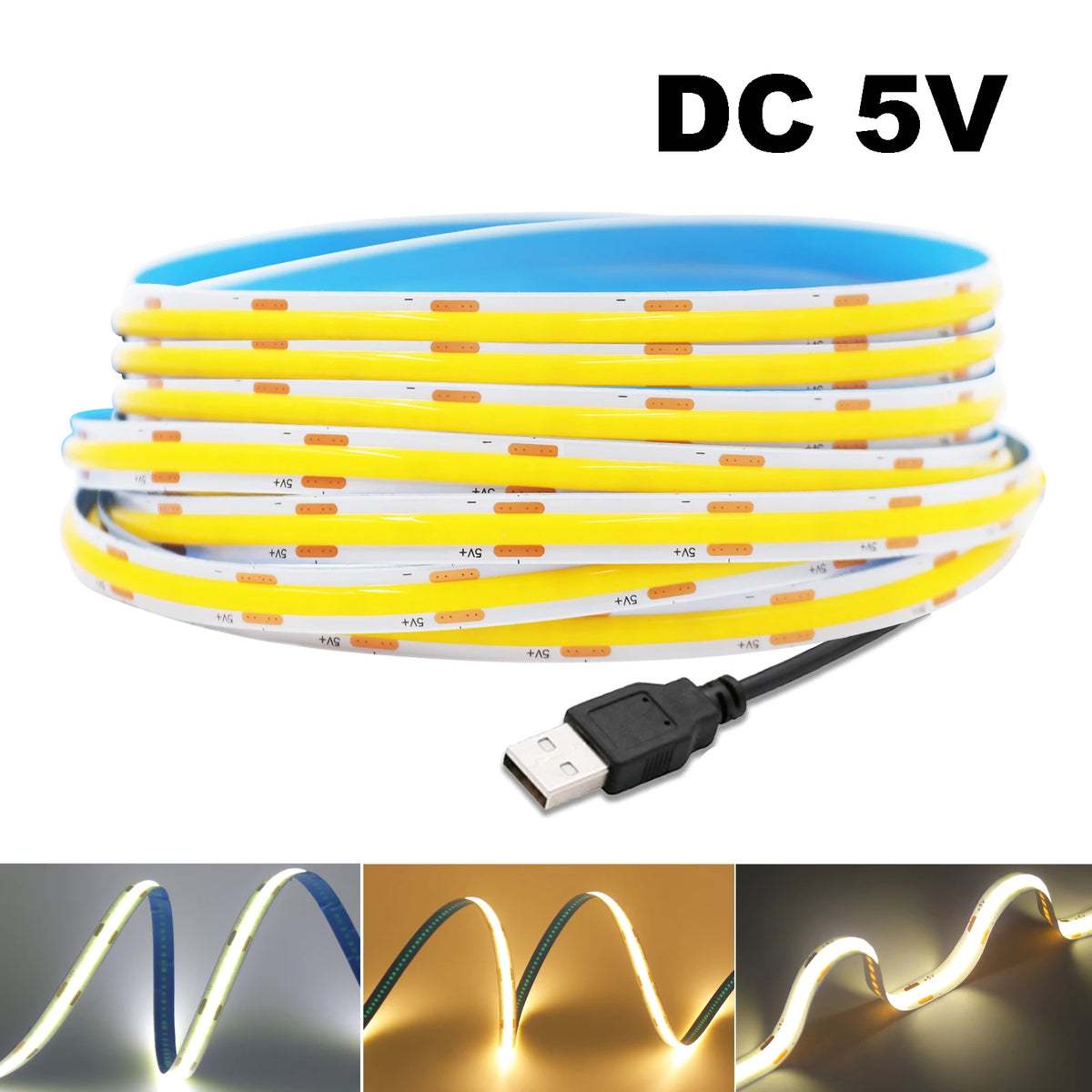 ruban led flexible jaune bleu adhésif 320led/m 50cm 1m 2m 3m 4m 5m