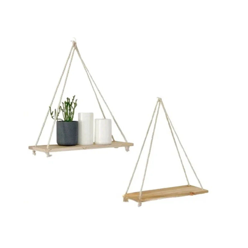 étagère suspendue bois naturel moderne minimaliste plante cadre support suspension