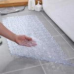 tapis bain antidérapant moderne gris clair succion cup lavable machine cailloux texturé salle bain