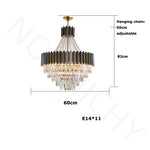 lustre led moderne élégant cristal noir doré transparent salon restaurant