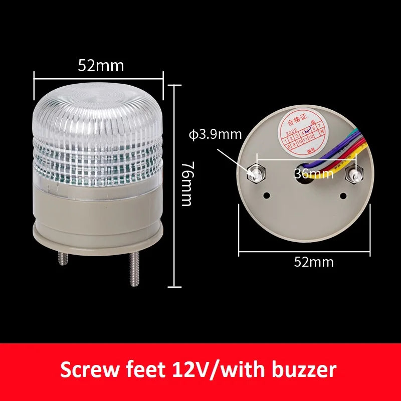 lampe led rouge verte jaune adhésive buzzer flashing 12v 24v transparente moderne