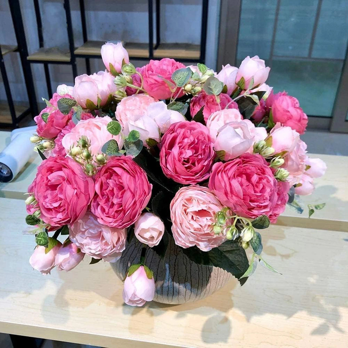 bouquet fleurs artificielles soie décoration maison mariage anniversaire fêtes extérieur roses pivoines classique