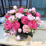 bouquet fleurs artificielles soie décoration maison mariage anniversaire fêtes extérieur roses pivoines classique