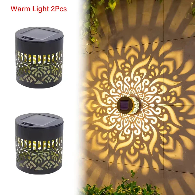 lampe solaire moderne mandala noir doré ornementale extérieure led ip65