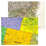 affiche murale carte états unis classique couleurs vives cadre noir détails cartographiques vintage maison
