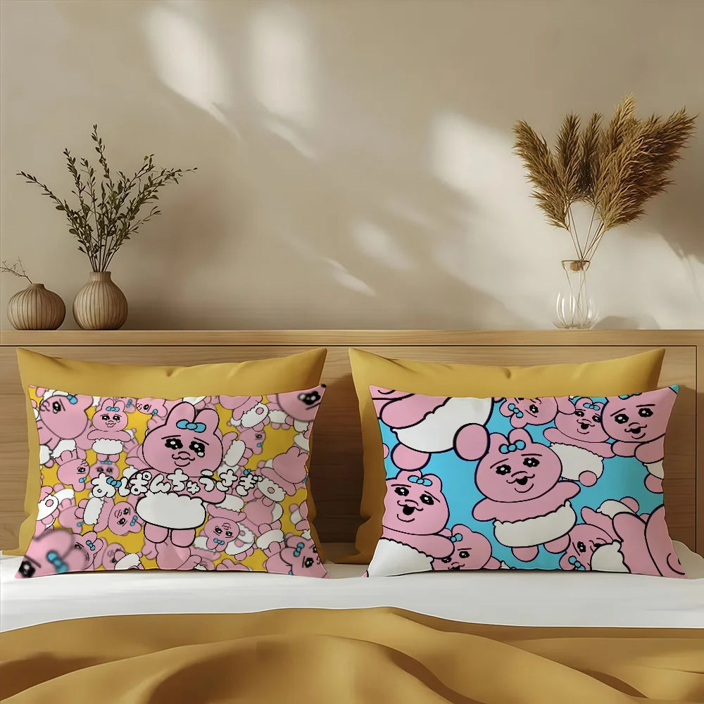 housse coussin rectangulaire motif dessin animé personnage mignon polyester double face moderne jaune rose