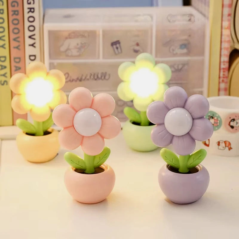 veilleuse led fleur rose verte violacée moderne chambre enfant basse consommation abs