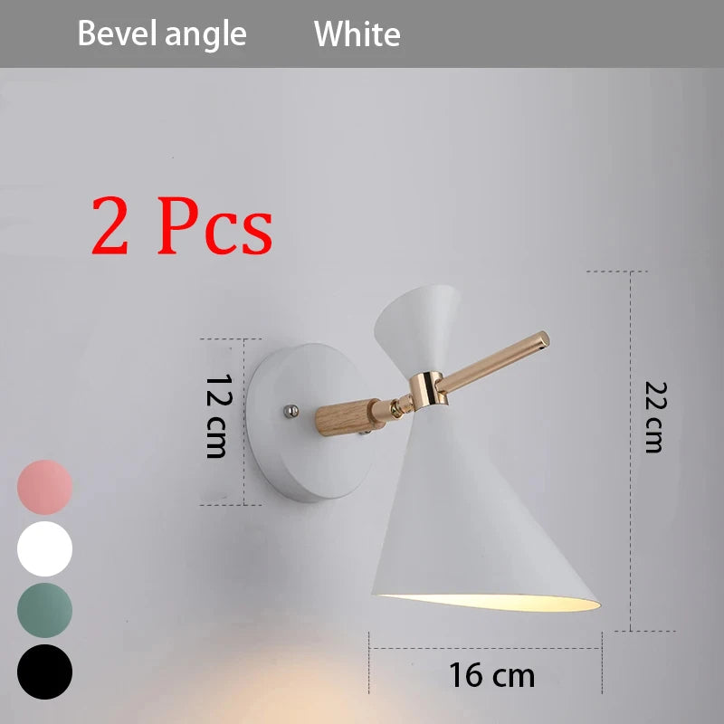 lampe murale moderne conique vis fixation noir blanc rose bleu marine jaune gris minimaliste
