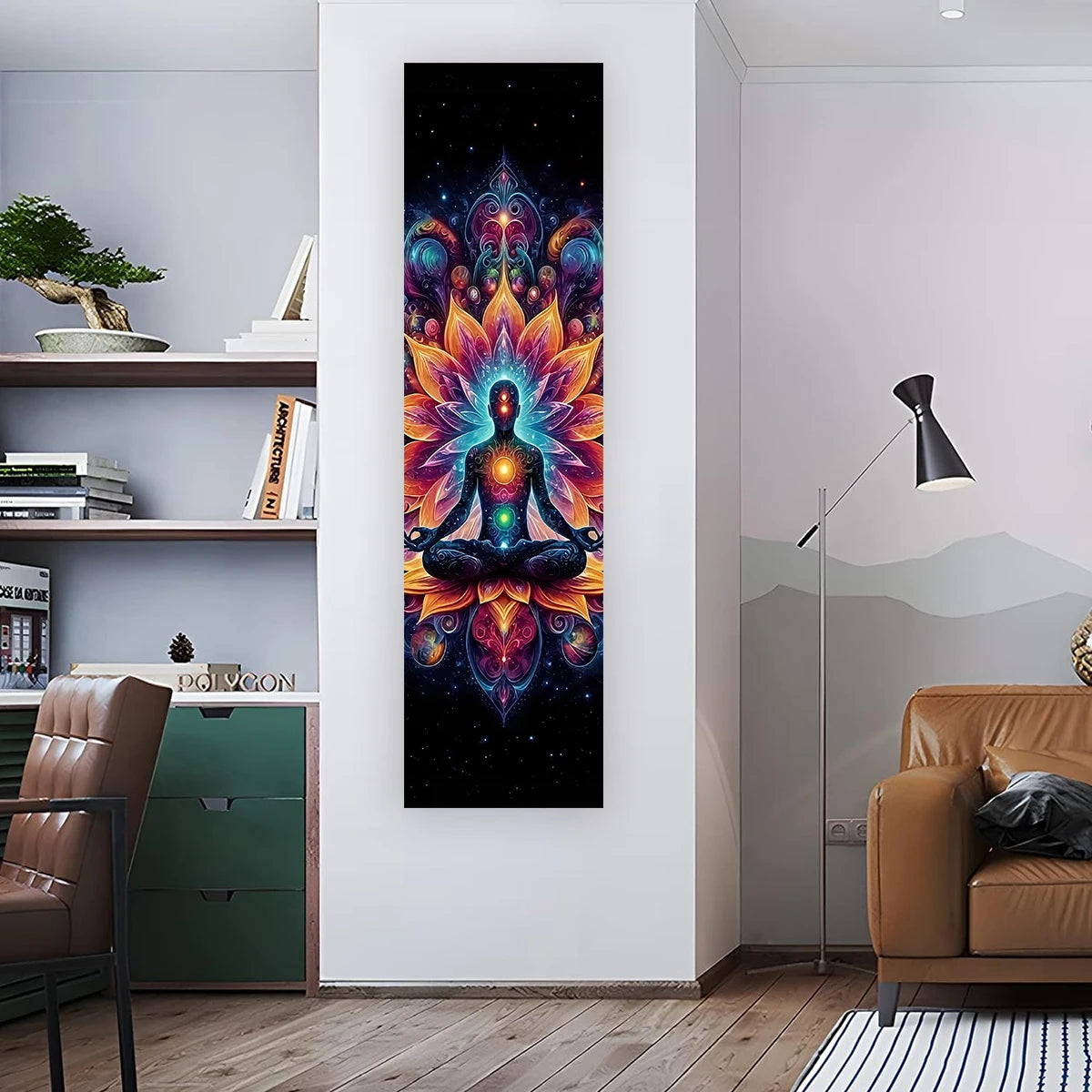 tableau mural multicolore mandala symboles religieux spirituel opaque sans fixation 150cm 40cm