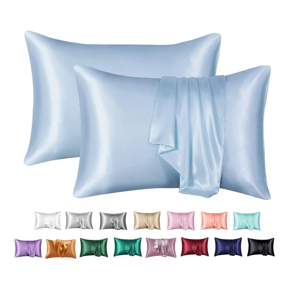 protège oreiller moderne soie brillante housse protection lit élégante couleur unie