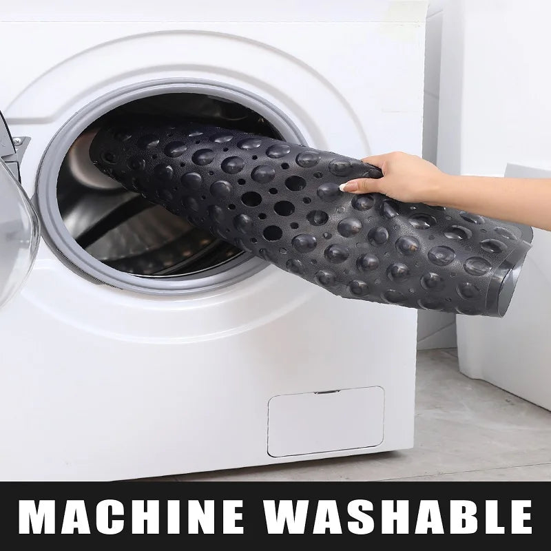 tapis bain antidérapant gris moderne perforations taches blanches opacité suction lavable machine