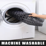 tapis bain antidérapant gris moderne perforations taches blanches opacité suction lavable machine