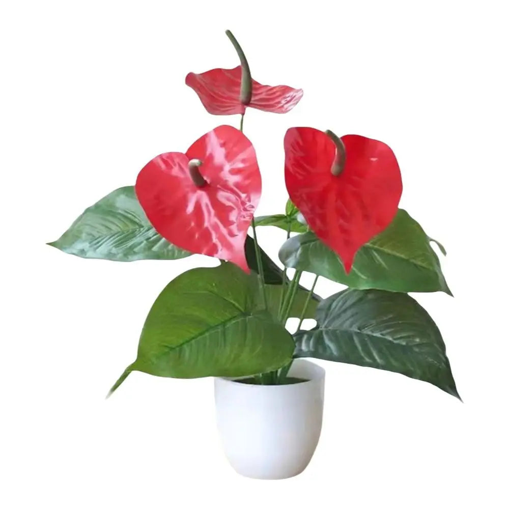 décoration extérieure plante artificielle verte feuilles simples moderne pot blanc accrochable branchu exposition anniversaire
