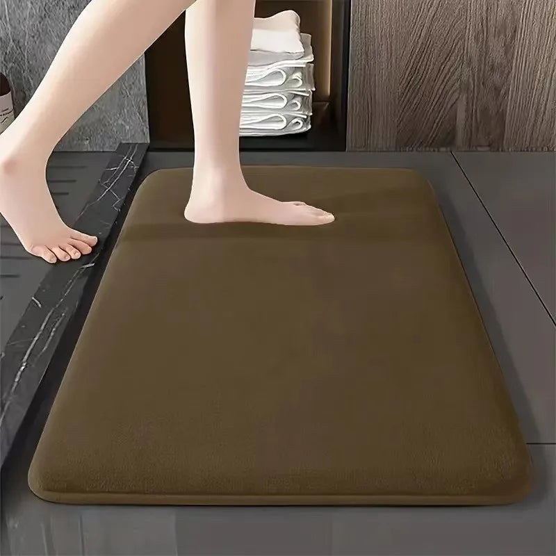tapis sol salle bain gris rose velours antidérapant moderne mousse mémoire forme pvc adhésif