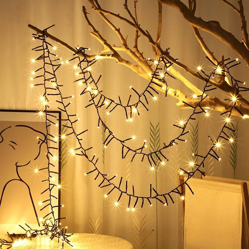 guirlande lumineuse led flexible décoration festive mariage fil noir lumière jaune 100 lumières