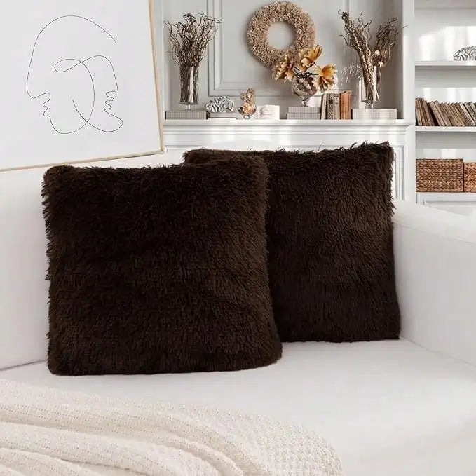 housses coussin décoratives peluche polyester moderne fermeture glissière bleu noir rose violet orange blanc