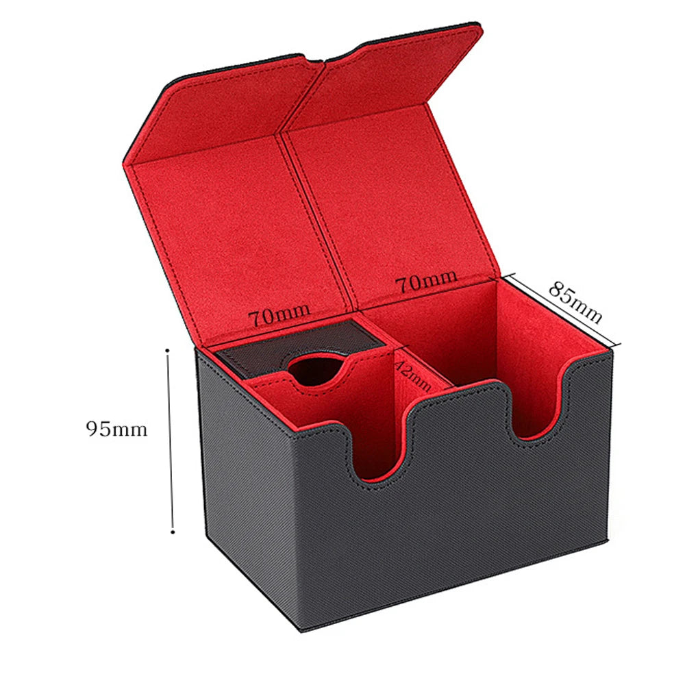 boîte rangement cartes jeu noir rouge texture tissée moderne zippée TOPSON