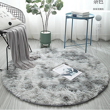 tapis rond moderne gris bleu rose doux uni salon chambre polycolore polyester confortable