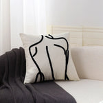 housse coussin brodé motif géométrique moderne coton blanc décoration intérieure carreau 45x45cm opaquet fixations