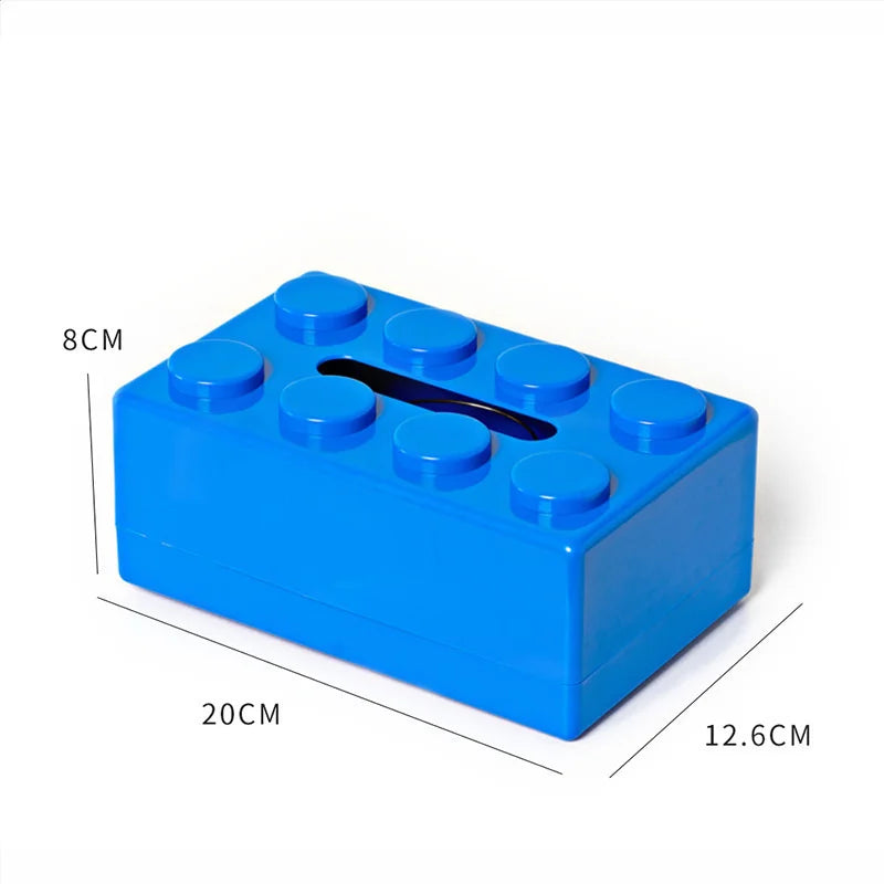boîte mouchoirs moderne blocs construction lego blanc jaune vert bleu rouge noir fixée mur