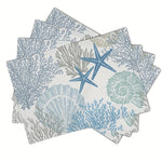 serviettes table modernes abstraites bleu gris beige doré marbré corail étoiles mer lin opaques