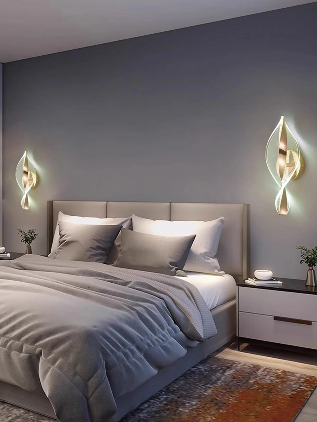 applique murale led moderne or brillante élégante chambre cuisine ondulé éclairage ambiant fixée mur