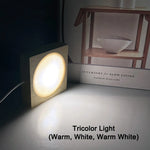 veilleuse led moderne base carrée bois naturel 10 cm câble usb interrupteur lumière blanche