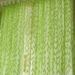 rideaux voilage feuilles stylisées vert jaune bleu violet décoratifs translucides fenêtre chambre salon
