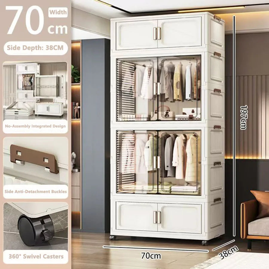 armoire rangement blanc moderne classique verres transparents tiroirs étagères vêtements toilette roulettes