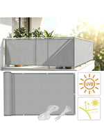écran confidentialité gris moderne toile imperméable corde pinces uv protection balcon 80x300cm