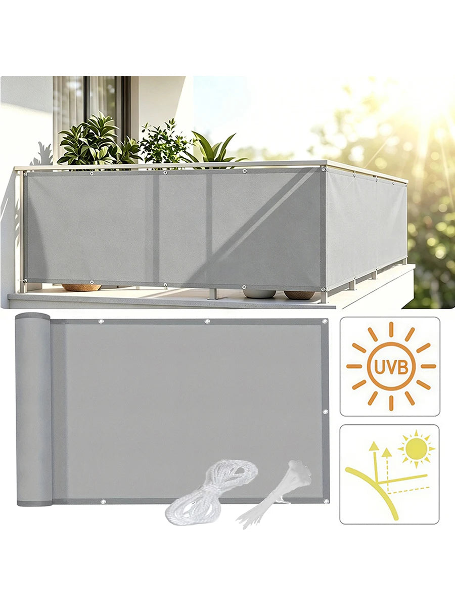 écran confidentialité gris moderne toile imperméable corde pinces uv protection balcon 80x300cm
